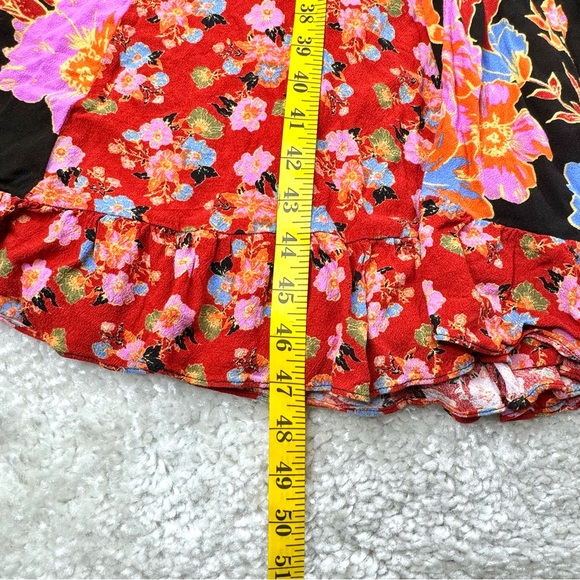 Free People Penny Printed Maxi Bodysuit Dress. Boho Floral Bright Lace Ruffle XS - Picture 10 of 16